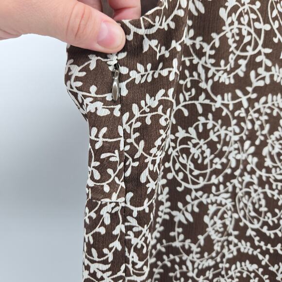 Vintage Y2K Brown Floral Baby Doll Top Size MD Fairy Boho Cottage Feminine Silk - Picture 4 of 8